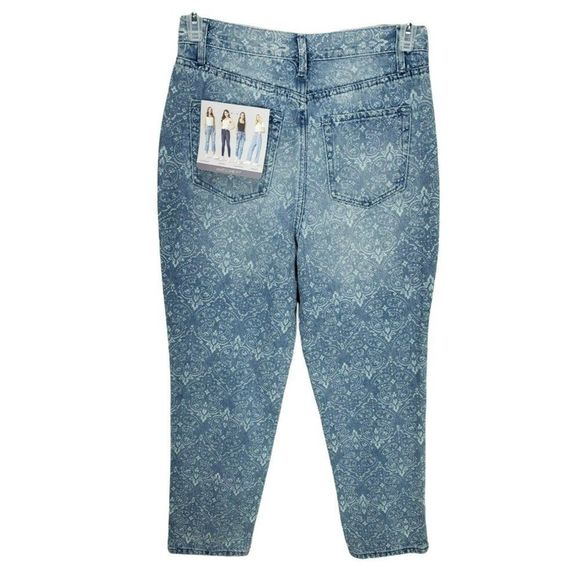 Simple Society Super High Rise Straight Leg Paisley Pattern Jeans Junior's 7 - Picture 3 of 12